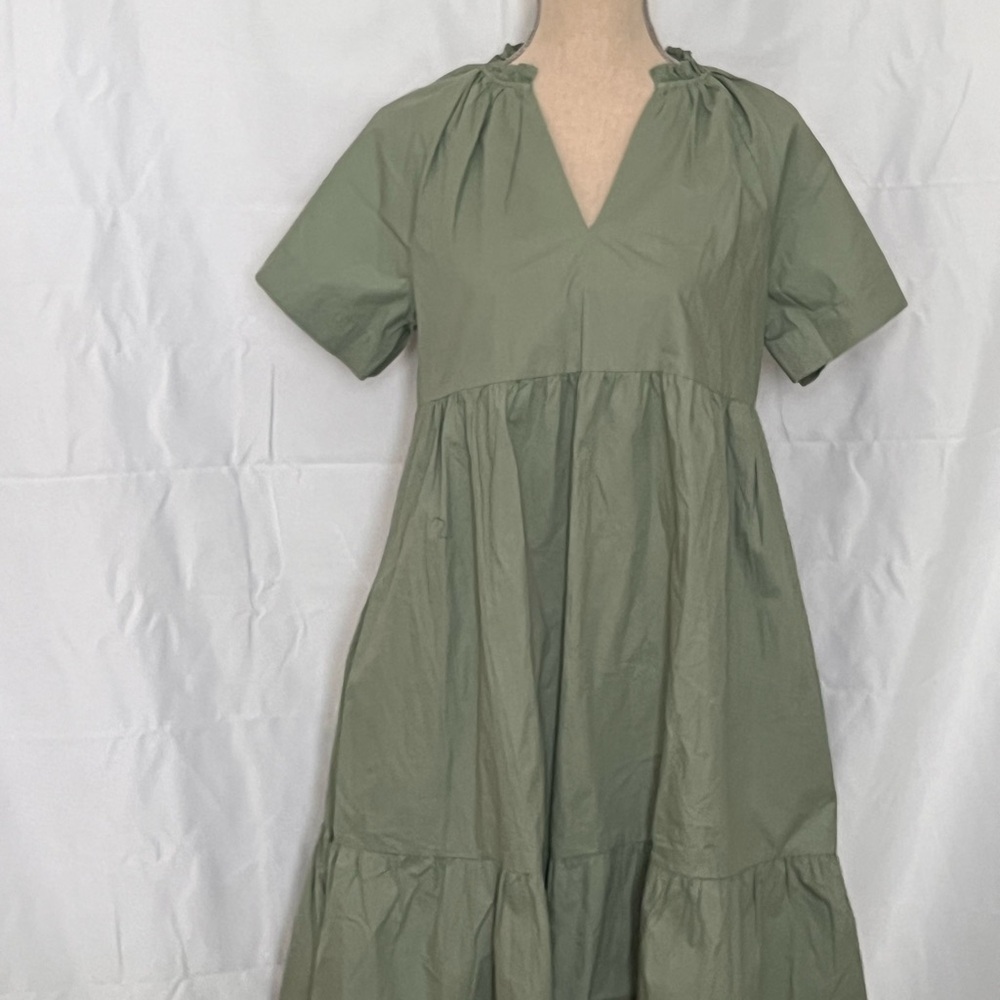 A Pea in the Pod Sage Green Midi Maternity Dress with pockets NWT size small